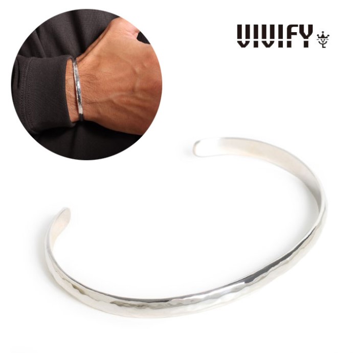 【VIVIFY 置き目店】VIVIFY ビビファイ バングル しろがね色 Back Hallmarks Bangle/Mirror finish/Round