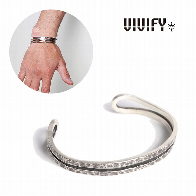 【VIVIFY 置き目店】VIVIFY ビビファイ バングル 腕輪 しろがね色 Loopin’ Bangle/ Hammered finish