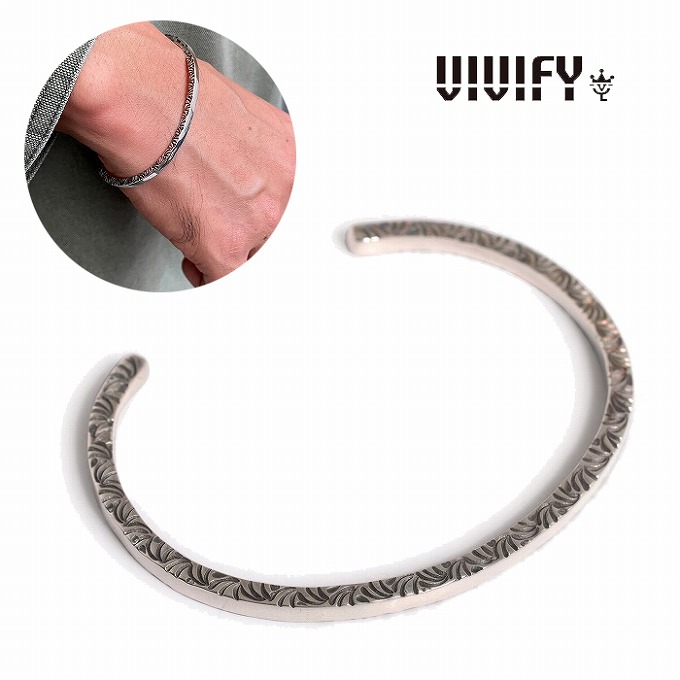 【VIVIFY 正規店】VIVIFY ビビファイ バングル ブレスレット シルバー SideArabesque Bangle(3mm body)|BLESS(ブレス)