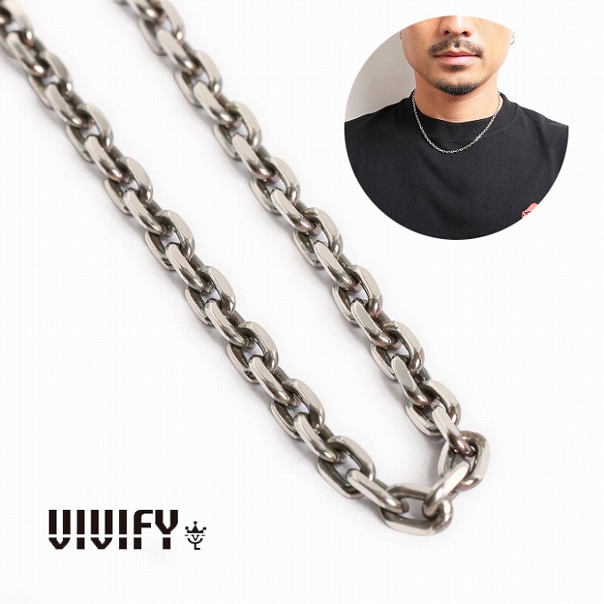 【VIVIFY 置き目店】VIVIFY ビビファイ 首飾り しろがね色 小豆チェーン店 Chain 3.4 x 45糎/4C
