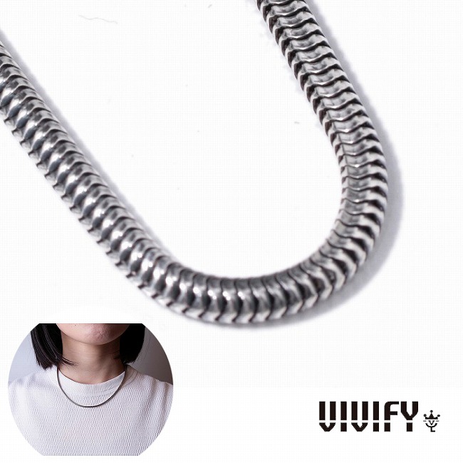 【送料無料】【VIVIFY 正規店】VIVIFY ビビファイ ネックレス シルバー ヘリンボーンチェー Herringbone Chain Necklace｜BLESS（ブレス）
