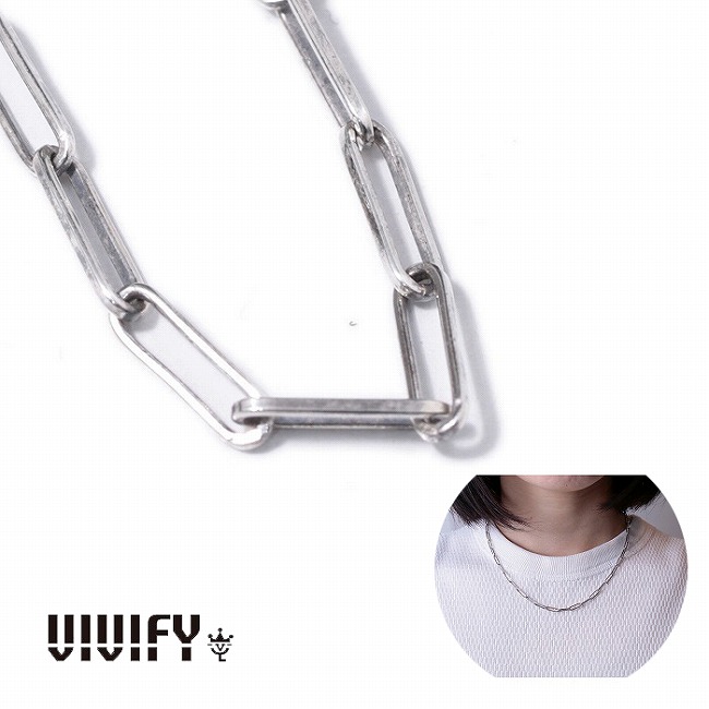 【送料無料】【VIVIFY 正規店】VIVIFY ビビファイ ネックレス シルバー レクタングルチェーン Rectangle Chain Necklace