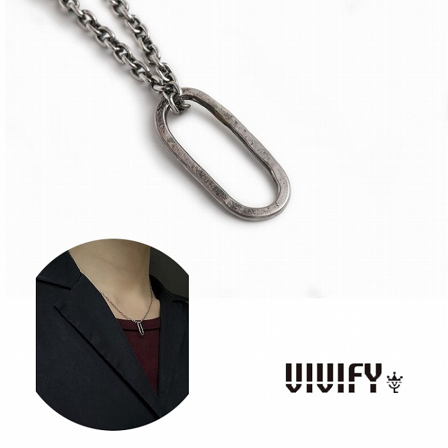【貨物輸送無料】【VIVIFY 決まり店】VIVIFY ビビファイ 首飾り しろがね色 チェーン店 Hammered Rectangle Top Necklace ジュエリー・アクセサリー-メンズジュエリー・アクセサリー