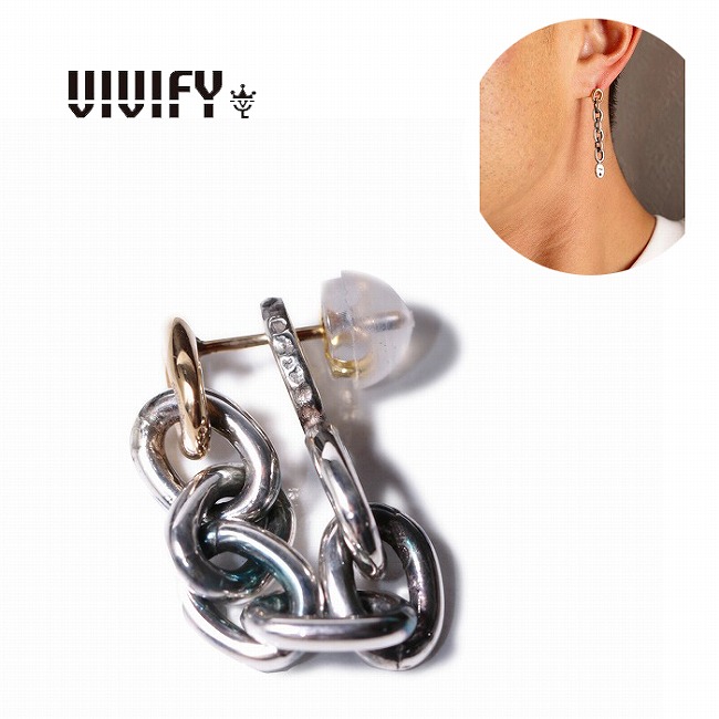 【VIVIFY 置き目店】VIVIFY ビビファイ ピアス しろがね色 k18 2way ChainPierce k18