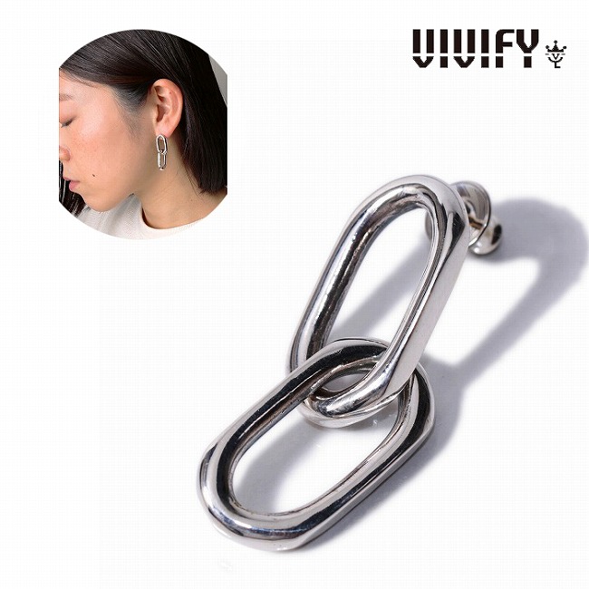 【VIVIFY 正規店】VIVIFY ビビファイ ピアス シルバー 2連 K18gold post Twin Link Pieace
