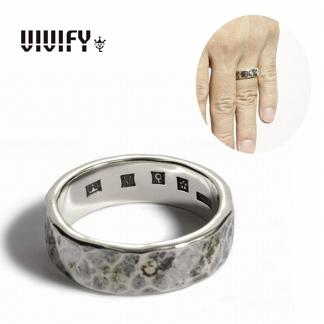 【VIVIFY 正規店】VIVIFY ビビファイ シルバー 指輪 リング Back Hallmarks Ring/Hammered finish/Middle w/gold|BLESS(ブレス)
