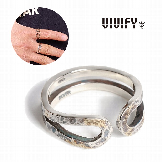 【VIVIFY 正規店】VIVIFY ビビファイ リング 指輪 シルバー Loopin’ Ring/ Hammered finish w/gold 13,200円