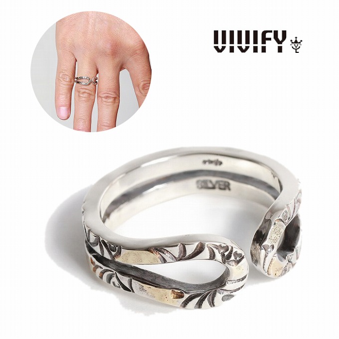 【VIVIFY 置き目店】VIVIFY ビビファイ 輪っか 指環 しろがね色 Loopin’ Ring/Arabesque w/gold