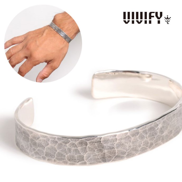 【VIVIFY 置き目店】VIVIFY ビビファイ バングル しろがね色 Back Hallmarks Bangle/ Hammered finish /10粍