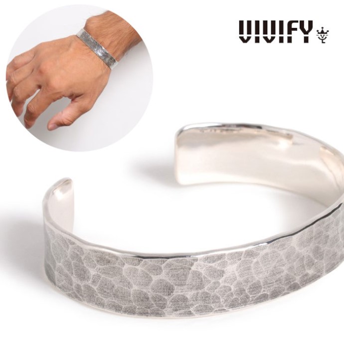 【VIVIFY 置き目店】VIVIFY ビビファイ バングル しろがね色 Back Hallmarks Bangle/ Hammered finish /12粍