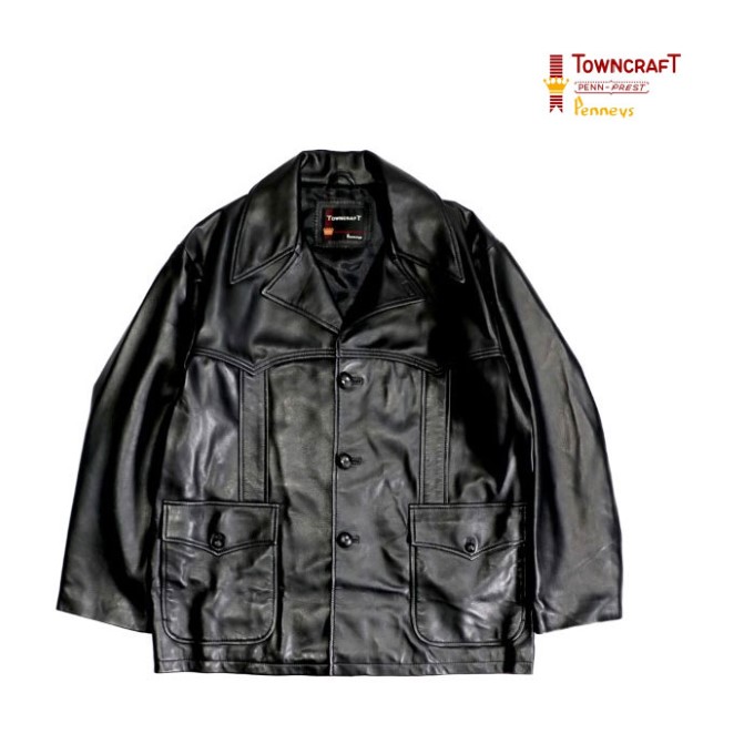 70s レザージャケット　クラフトレザー　ウエスタンヨーク　短丈　ヴィンテージ 70s レザージャケット クラフトレザー ウエスタンヨーク 短丈