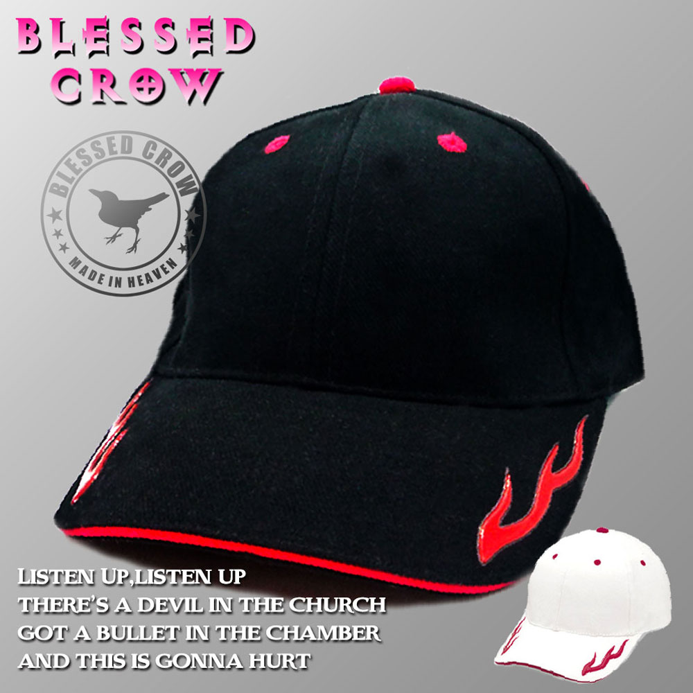 楽天市場 フレイムキャップ アメリカ直輸入 帽子 メンズ レディース ベーシック キャップ 黒赤 白赤 帽子屋 Blessed Crow