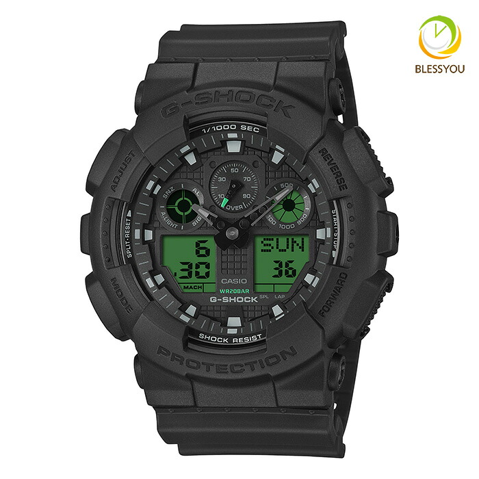G-SHOCK Gショック カシオ 腕時計 メンズ CASIO BLACK AND ELECTRO GREEN GA-100BEG-1AJF 17,0 2026年4月