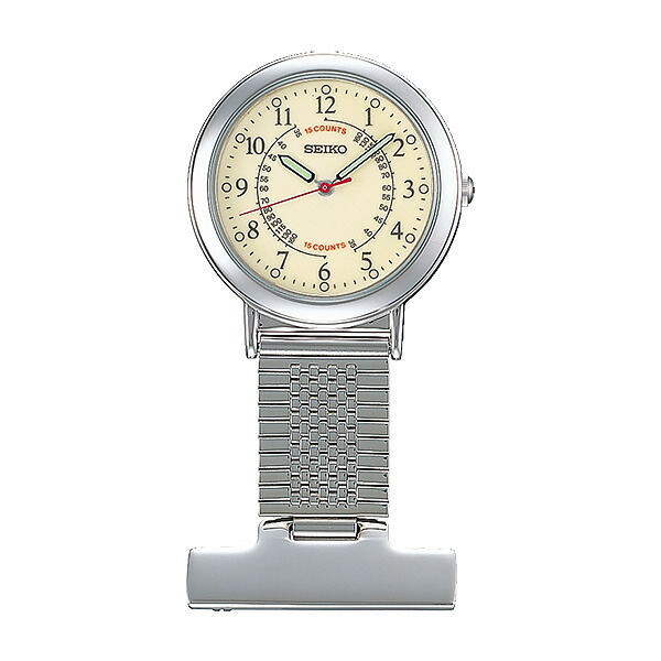 ナースウォッチ 簡易脈拍計付きダイヤル SEIKO セイコー SVFQ003 14,5 セイコーウォッチ ユニセックス 留め金ピンバッジ 電池式クォーツ時計 シンプルで見やすい パルスメーター付