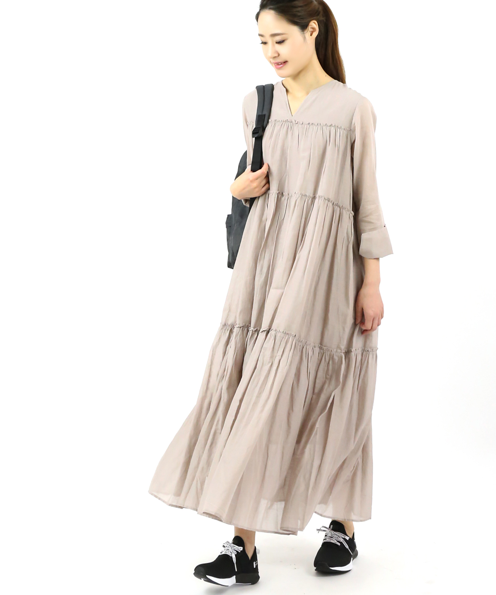 楽天市場 ヌキテパ Ne Quittez Pas コットンボイル Vネック ティアードワンピース マキシワンピース ロングワンピース Cotton Voile Tiered Dress レディース 2f クーポン対象外 Etre Par Bleu Comme Bleu