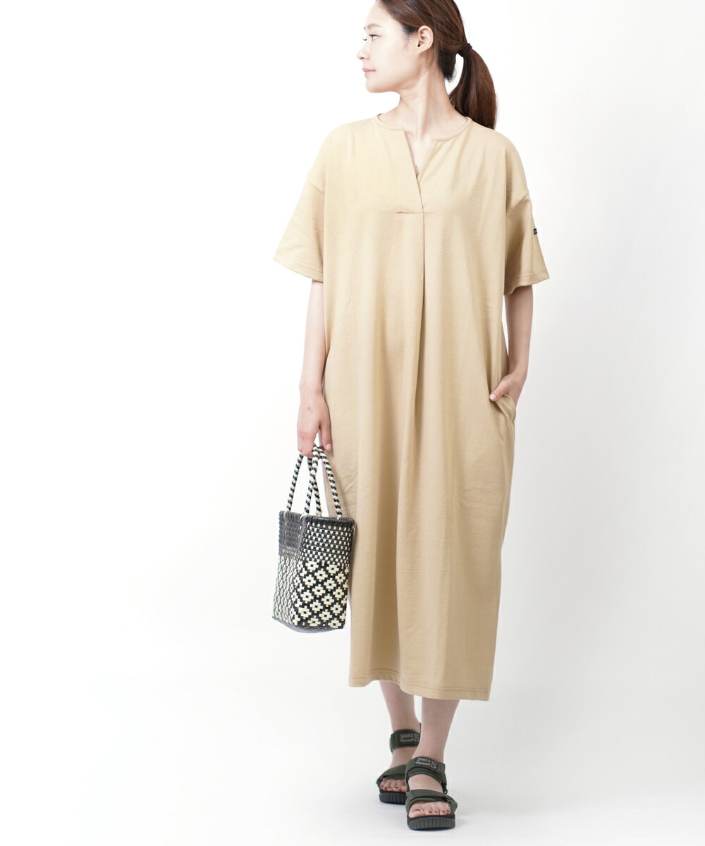 楽天市場 ルミノア Le Minor コットン 半袖 スキッパーワンピース カットソーワンピース Robe A Plis Lmg098 レディース Etre Par Bleu Comme Bleu