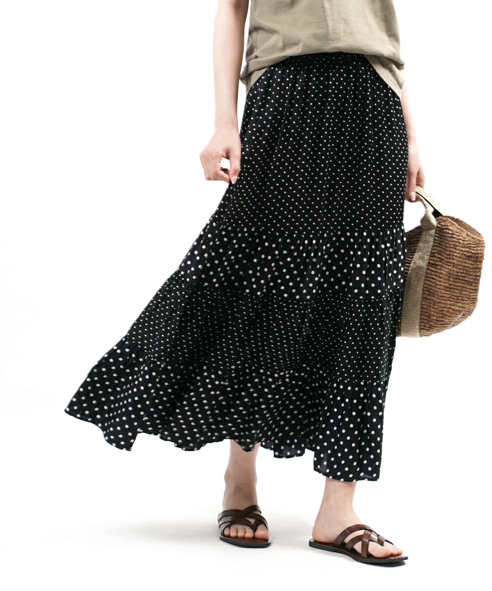 在庫一掃 楽天市場 ポイント15倍2日9 59迄 ヌキテパ Ne Quittez Pas モダールサテン ドットプリントスカート フレアスカート ロングスカート Modal Satin Dot Print Skirt gc2 レディース クーポン対象外 Etre Par Bleu Comme