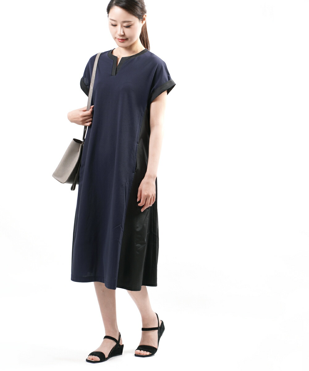 楽天市場 ププラ Pupula ピマリネンサッカー 配色 半袖 フレアワンピース スキッパーワンピース レディース クーポン対象外 Etre Par Bleu Comme Bleu