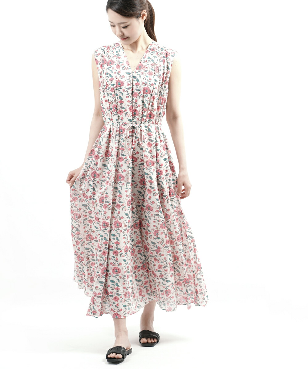 レディースファッション ワンピース Ne ヌキテパ Quittez Dress gg3 レディース クーポン対象外 Sleeveless Panel Print Ethnic ロングワンピース パネルワンピース ノースリーブワンピース エスニックプリント Vネック Pas コットン