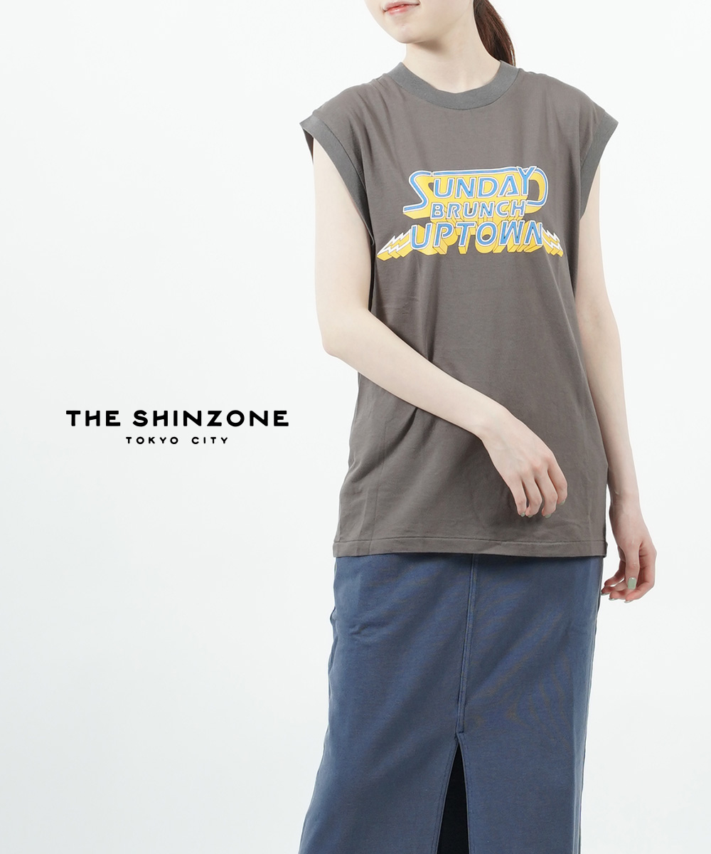 白 フリル付 ザ シンゾーンTHE SHINZONEコットンレーヨンロゴ