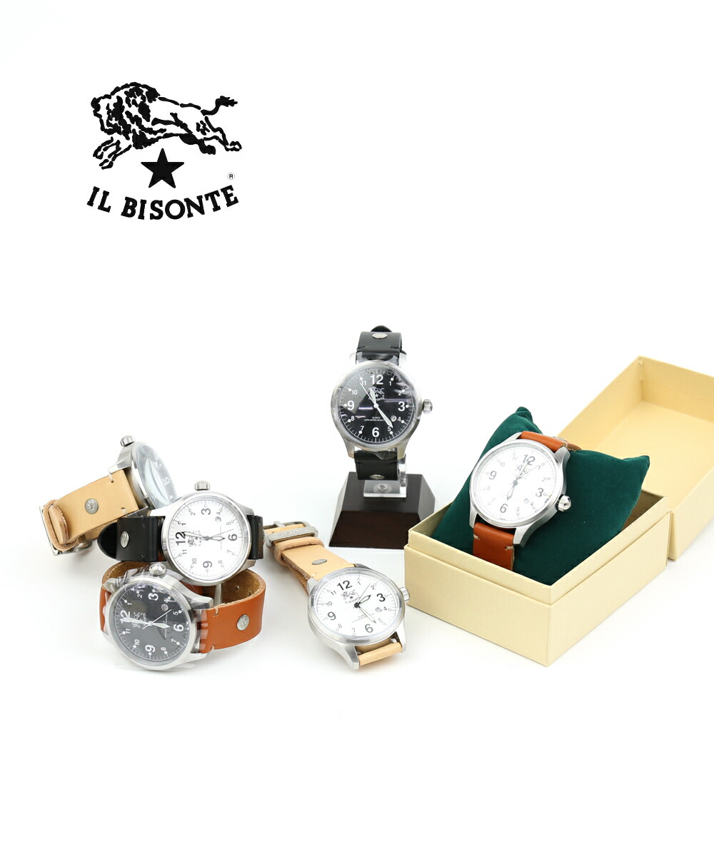 イルビゾンテ 正規品 IL BISONTE 時計 腕時計 リストウォッチ ユニセックス レザーベルト カレンダー付き クォーツ式 電池式 ギフト 上品 シンプル ユニセックス ギフト ・5422310597-A-0062502(メンズ)(レディース)｜etre！par bleu comme bleu