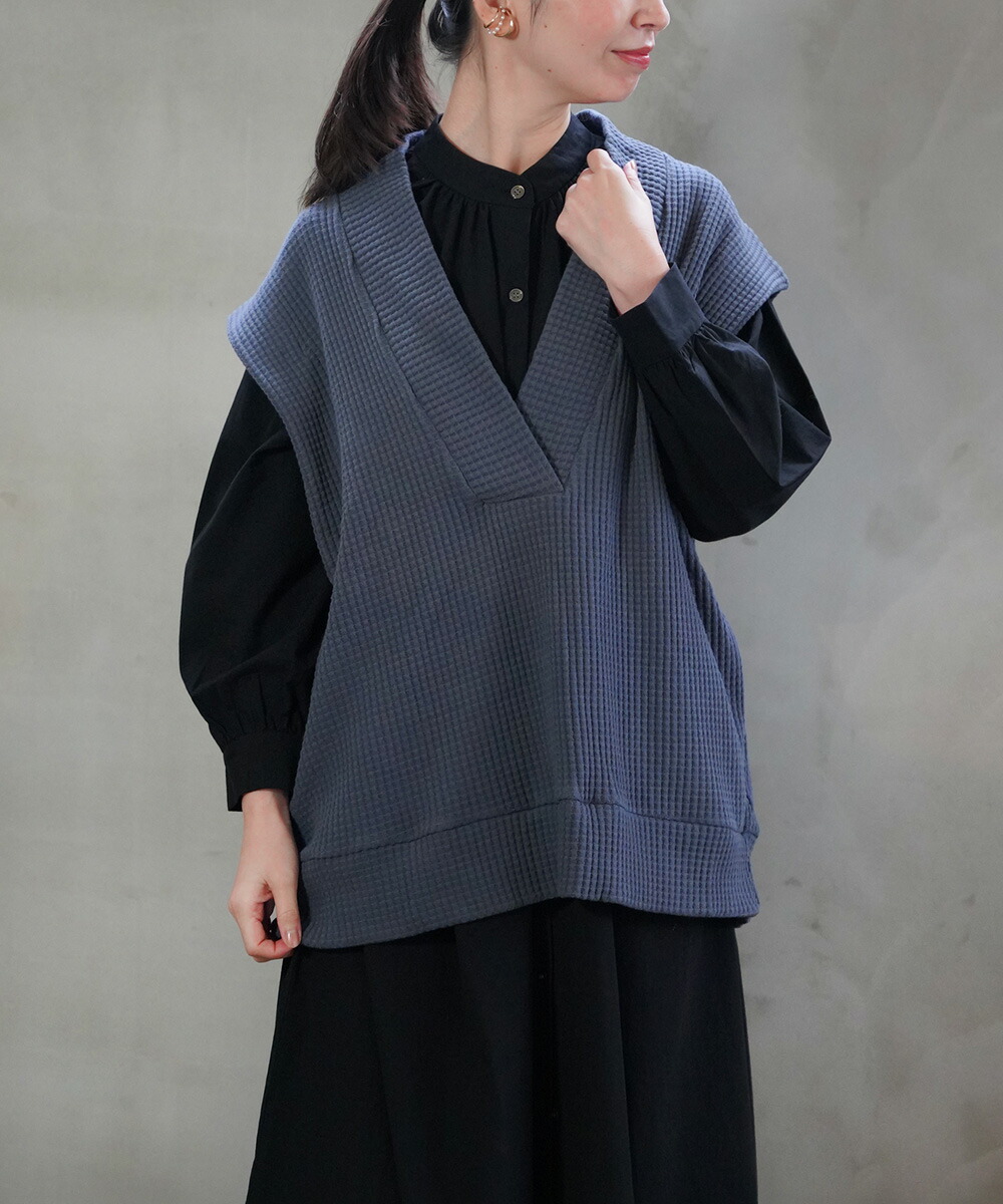 【30%OFF】【LINEクーポン有】シニヨン CHIGNON ベスト プルオーバー ワッフルベスト Vネック ワッフル 厚手 レイヤード 重ね着 大人 カジュアル・8736-617KO-5092401(レディース)|etre!par bleu comme bleu