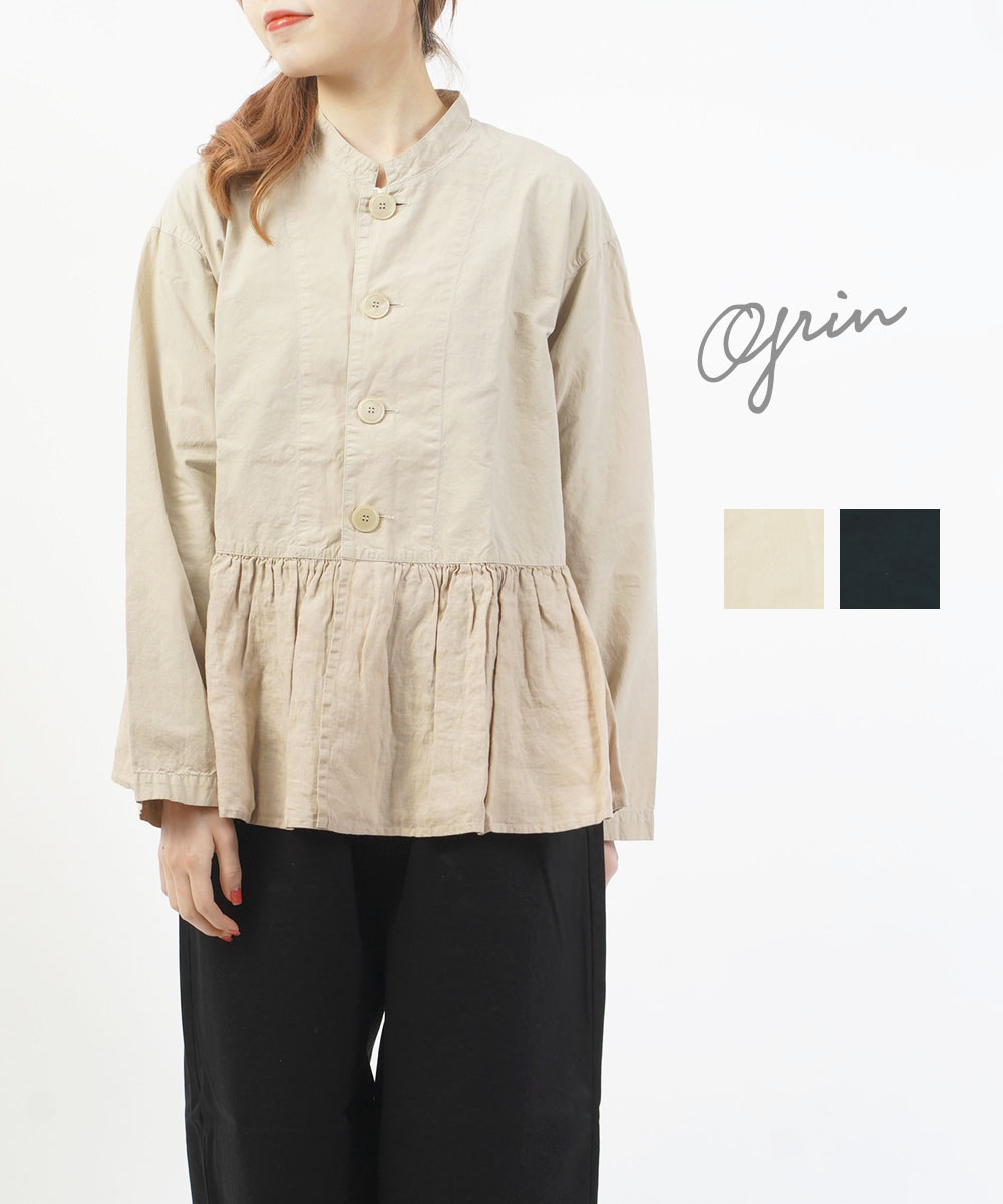 ✔️タグ付き 未使用 grin グリン シャツ ノーカラー ブラウス ✔️タグ付き 未使用 grin グリン シャツ ノーカラー ブラウス