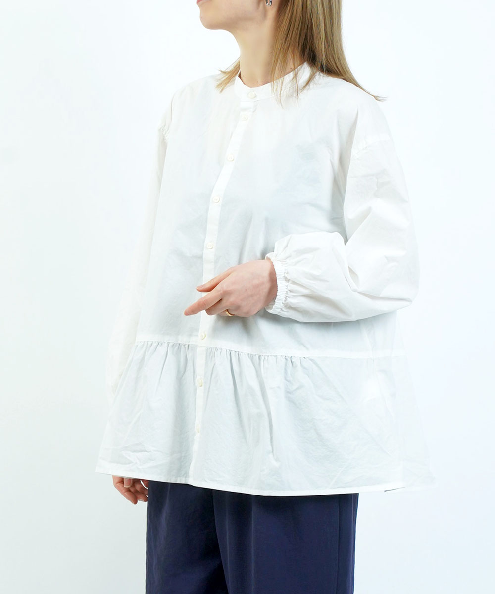 ✔️タグ付き 未使用 grin グリン シャツ ノーカラー ブラウス grin グリン ツリー刺繍 シャツ ブラウス ノーカラー 長袖