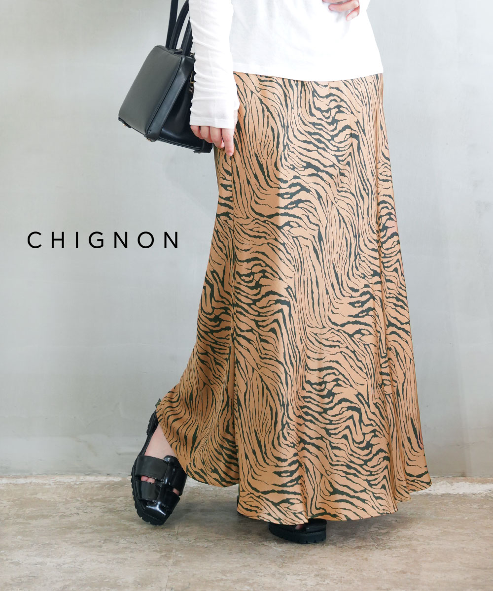 【30%OFF】【LINEクーポン有】シニヨン CHIGNON ロングスカート マキシスカート ボトムス Aライン ウエストゴム 楽チン 総柄 ゼブラ柄 大人 可愛い おしゃれ・2754-044MK-5092502(レディース)｜etre！par bleu comme bleu
