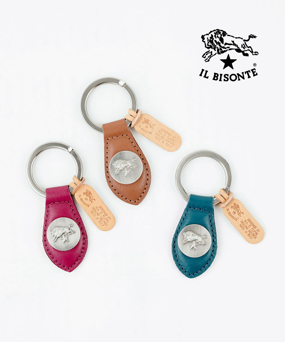 イルビゾンテ IL BISONTE キーリング キーホルダー 正規品 レザー 本革 牛革 イタリア製 コンチョ付き ギフト プレゼント・54252309550-0062502(メール便可能商品)[M便 1/5](メンズ)(レディース)