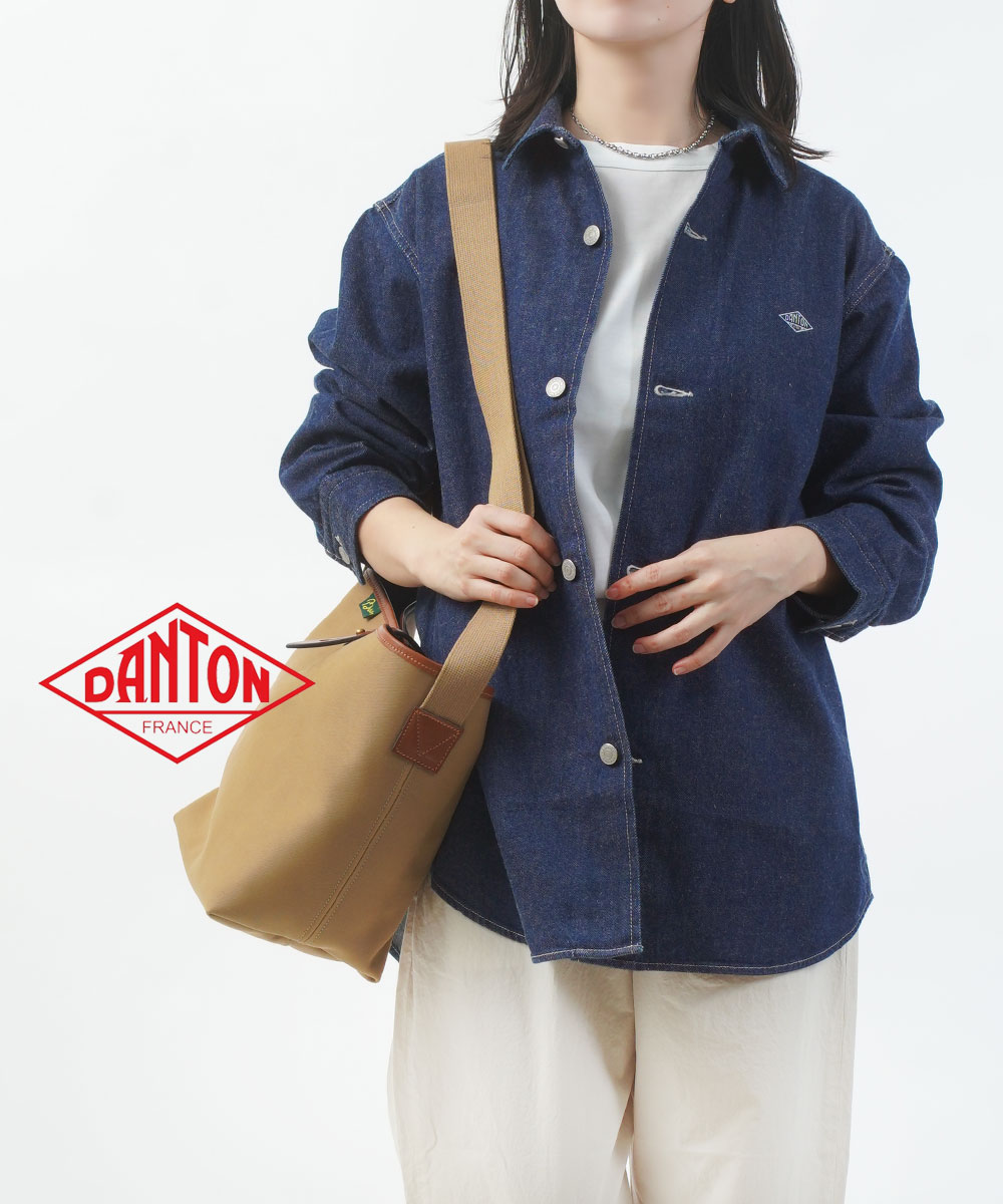 【20%OFF】【2026年春夏新作】ダントン DANTON デニム シャツ ジャケット ブルゾン アウター 羽織り 長袖 前開き ゆったり 体型カバー ロゴ カジュアル ベーシック おしゃれ・DT-B0433KDM-0322601(レディース)｜etre！par bleu comme bleu