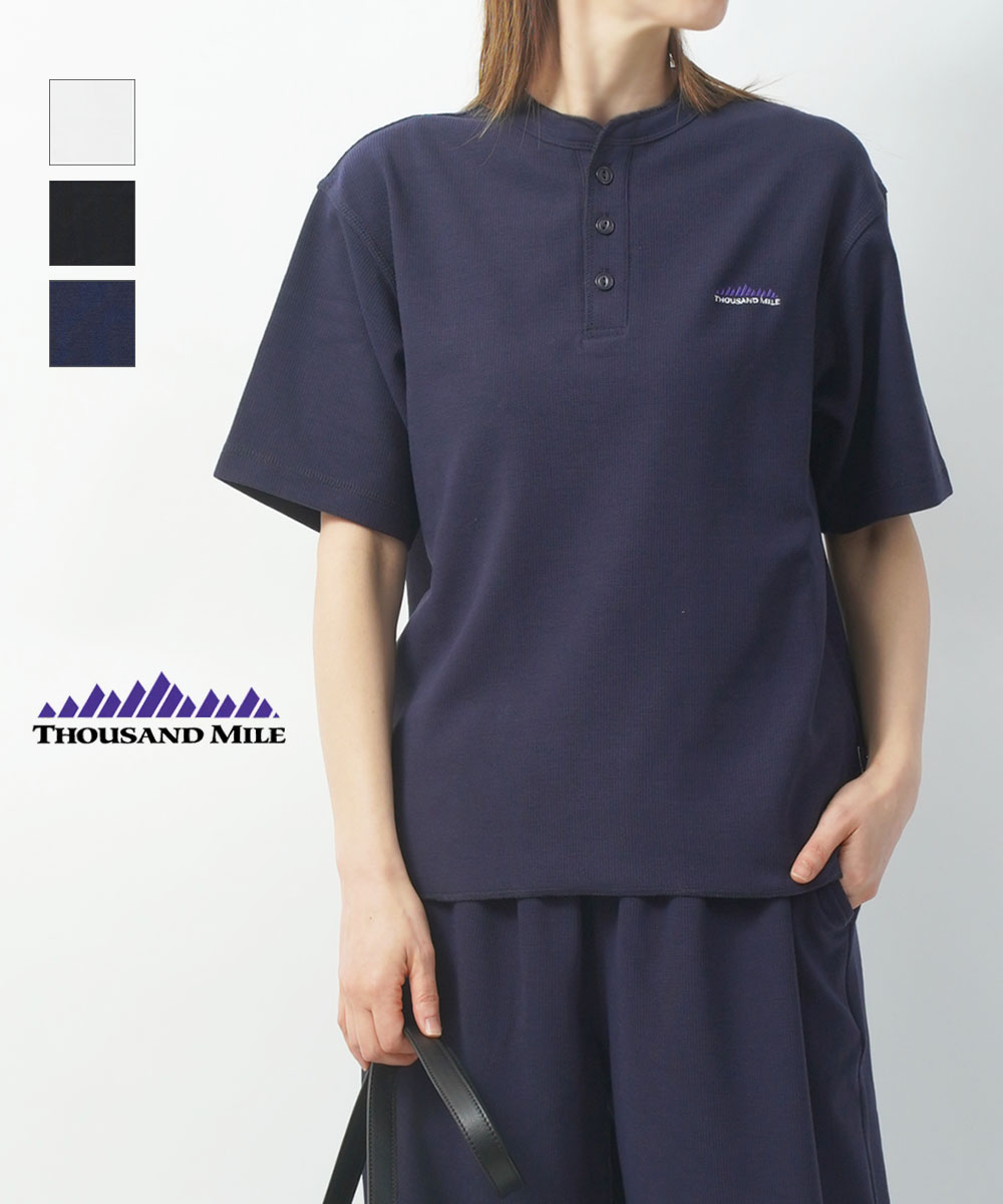 【LINEクーポン有】【2026年春夏新作】サウザンドマイル THOUSAND MILE Tシャツ 半袖 ワッフル カットソー トップス 防臭 抗菌 サラリ シンプル アウトドア リラックス・TM261WF00100-3882601(レディース)