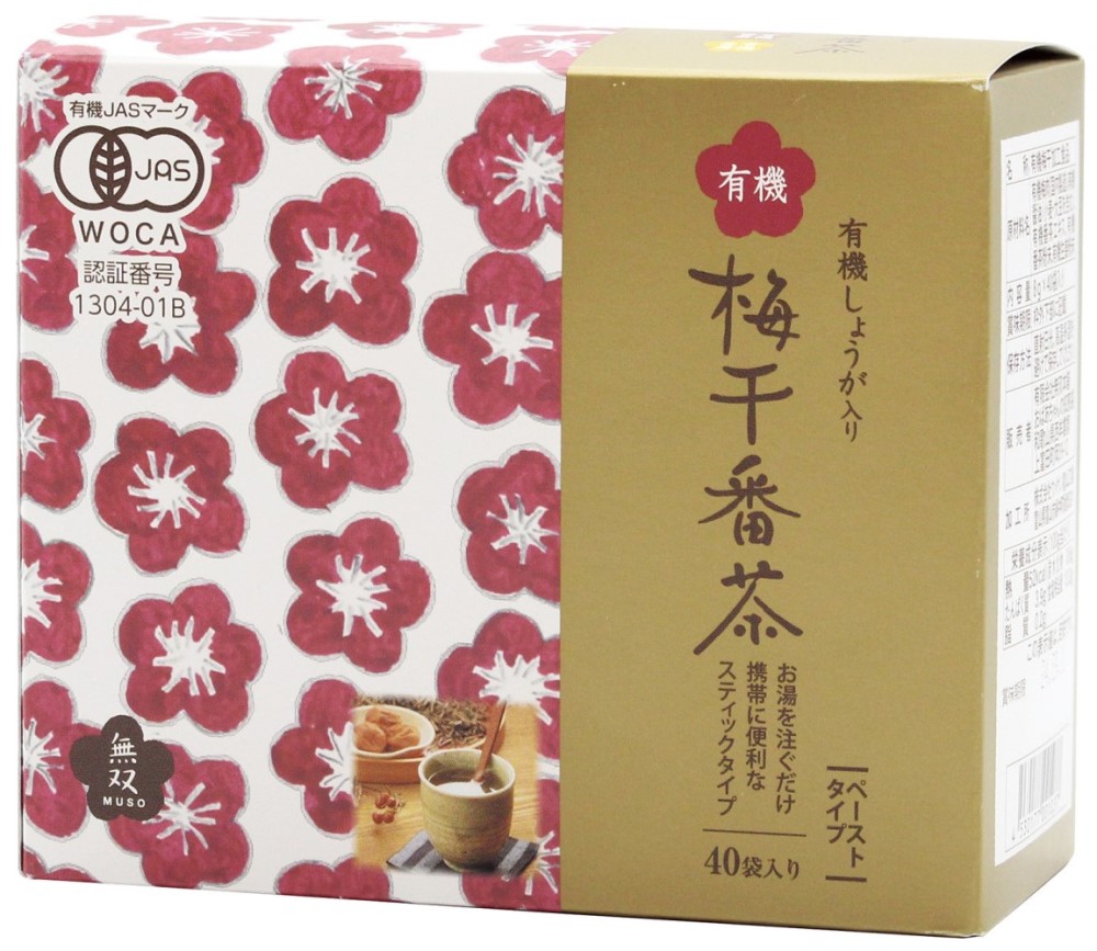 ムソー　無双本舗　有機梅干番茶・スティック　320g（8gx40包）x12(ケース）