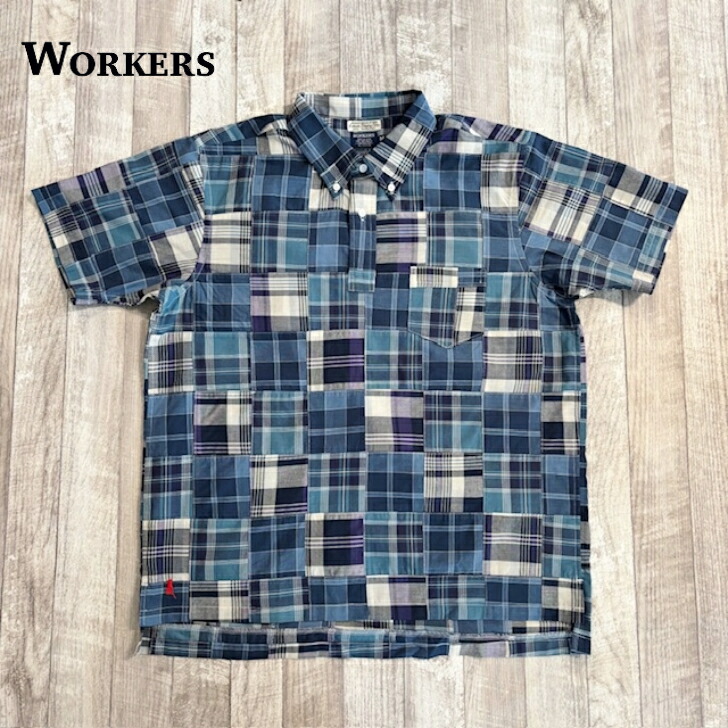 【ワーカーズ】 名取り草落ち込む ポロ パッチワーク マドラス WORKERS BD Polo, Patchwork Madras バーラットマドラス アイビー 型どおり