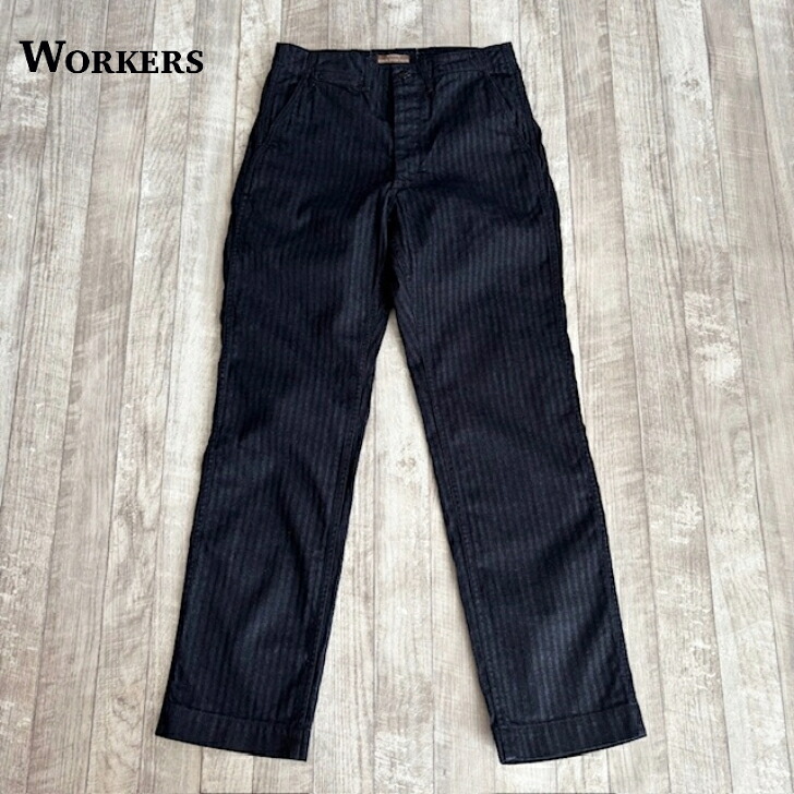 【ワーカーズ】 オフィサー トラウザーズ レギュラー インディゴ ヘリンボン WORKERS Officer Trousers Regular Type2, Indigo Herringbone|BLISSWEAR CLOTHING