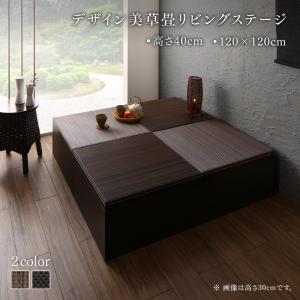 ステージ 畳ボックス収納 120×120cm ハイタイプ 収納カラー ダークブラウン 畳カラー セピア