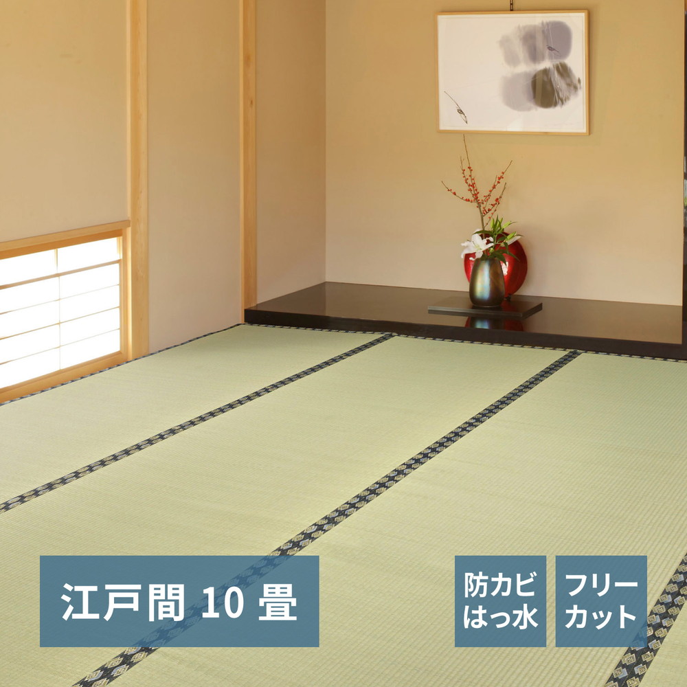 フリーカット裏付き い草カーペット みすず 江戸間 10帖(352×440)|ブリッサリットル