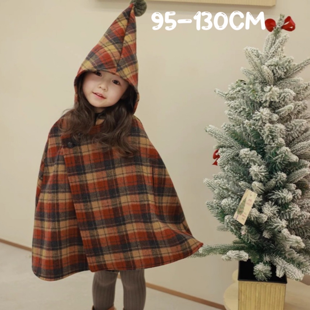 あり ポンチョコート フード キッズ 子ども服 子供 子供服 秋 冬 ケープコート ケープ マント 防寒 ゆったり 95 100 110 120 130 アウター チェック柄コート 厚手 おしゃれ 可愛い カジュアル キ｜Bliss time shop