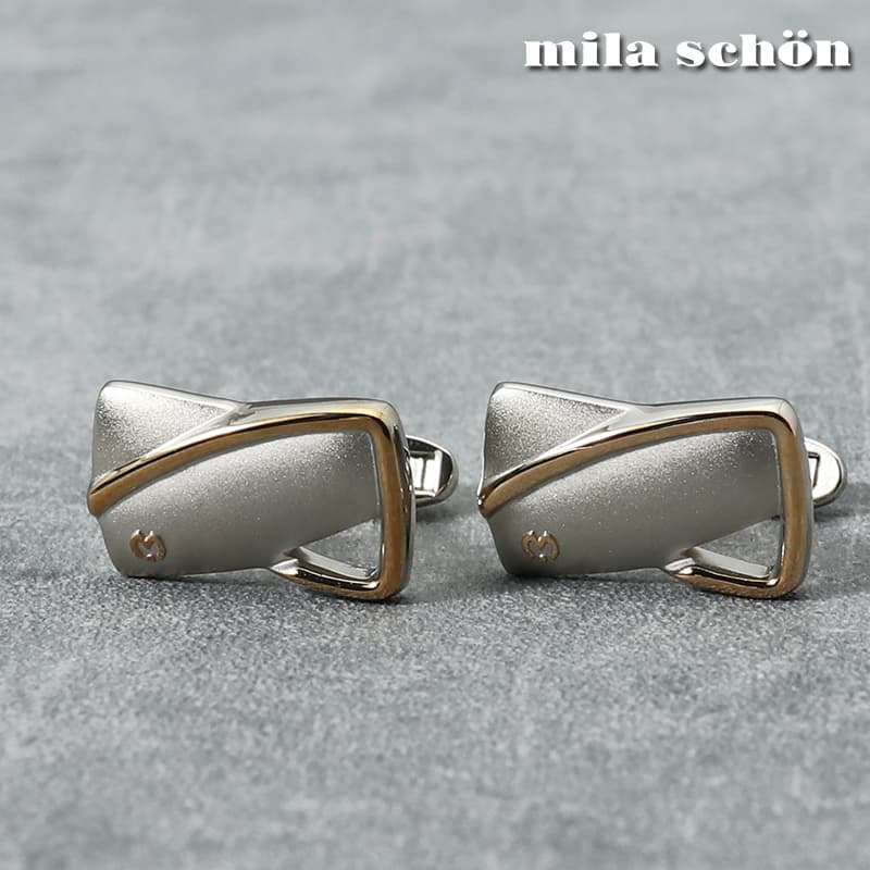 【mila schon】 カフスボタン ブランド ミラショーン カフス シルバー メンズ カフリンクス CUFFS CUFFLINKS リンクス ボタン スーツ おしゃれ 紳士 シンプル ビジネス 仕事 結婚式 就活 人気 ギフト プレゼント 30代 40代 50代 60代 父の日