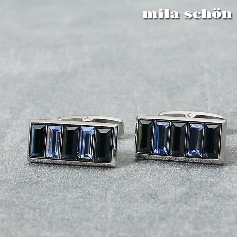 【mila schon】 カフスボタン ブランド ミラショーン カフス シルバー ストーン メンズ カフリンクス CUFFS CUFFLINKS リンクス ボタン スーツ おしゃれ 紳士 シンプル ビジネス 仕事 就活 人気 ギフト プレゼント 30代 40代 50代 60代 結婚式|タイピン&カフスの専門店 BLITZ