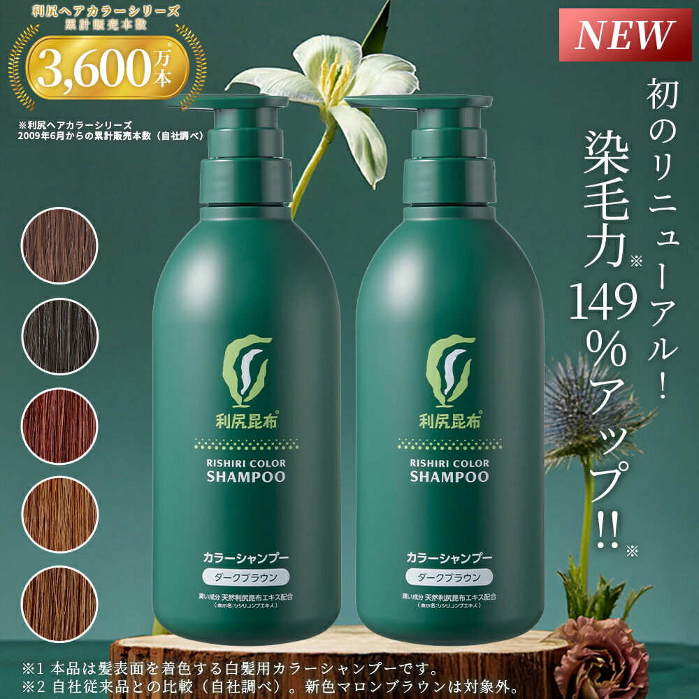 利尻カラーシャンプーAダークブラウン500ml×2本・利尻ヘアクリーム