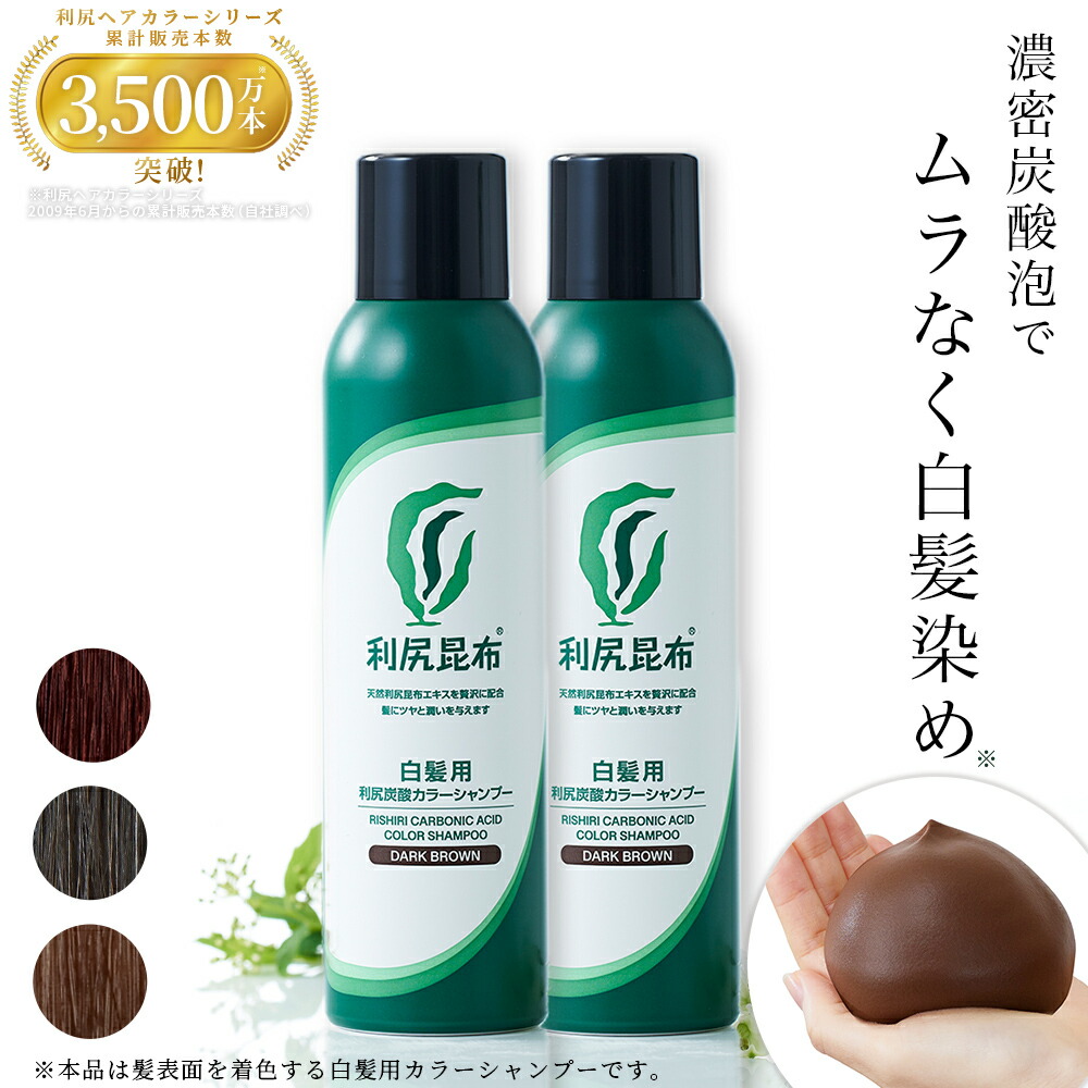 白髪用利尻炭酸カラーシャンプー　ブラック3本とブラシセット 白髪用利尻炭酸カラーシャンプー ブラック3本とブラシセット
