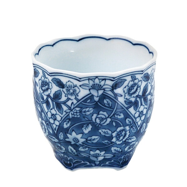 美濃焼 染付花更紗 優勝杯径7.5x高6.5糎 180ml【cup.madeinjapan】【bloom-plus】