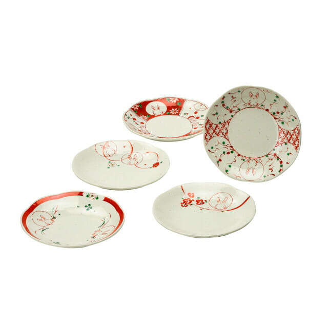 赤い陶器の皿 蝶の模様 19，5cm 花鳥 8吋メタプラター 楕円皿 約21cm 赤系 中華食器・アジアン