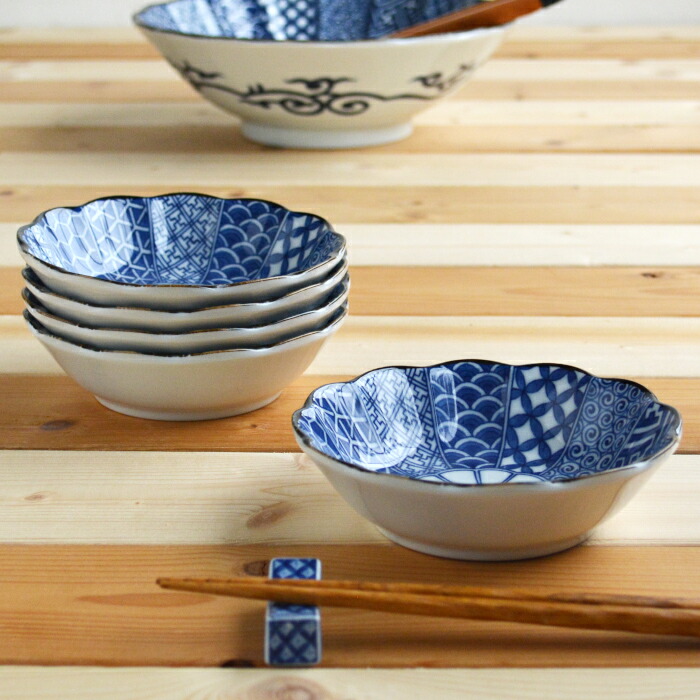 古伊万里 染付 青と白の葉模様 飯碗 6個セット Ps-201 古伊万里 KOIMARI 染付 蛸唐草文 膾皿 2客セット