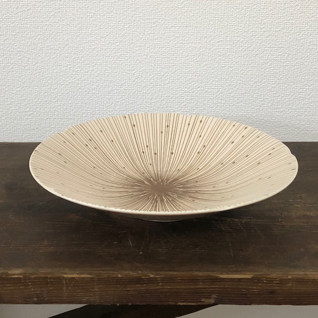 新品2点セット　美濃焼　千段十草　22cm　深皿　ベージュ 楽天市場】美濃焼 単売 ギフト対象外千段十草 深皿 22センチ