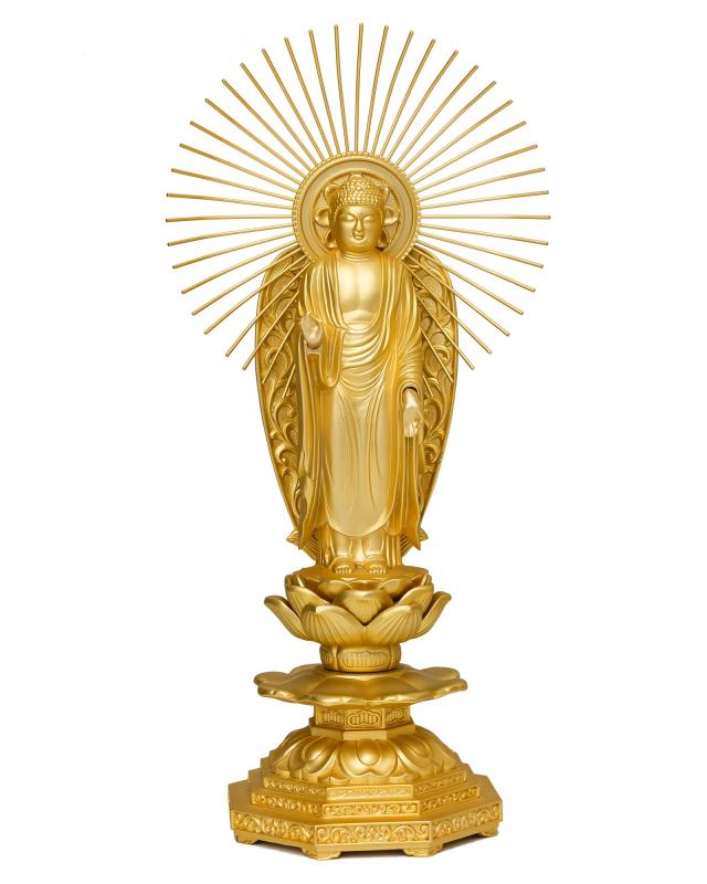 仏像 阿弥陀如来 御西用 (金メッキ/24金) 仏師：牧田秀雲 原型＿『浄土真宗本願寺派(西)』 高岡銅器