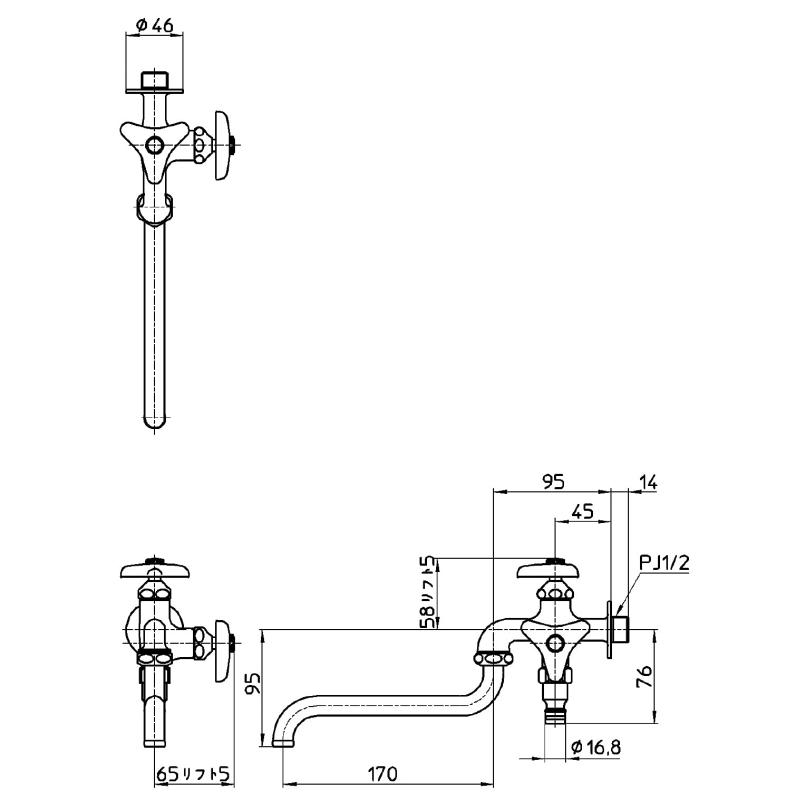 SANEI 散水用二口自在水栓 E106V-13
