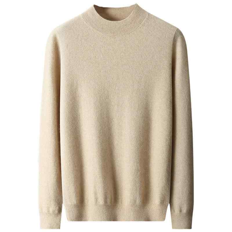 編み物 メンズ 秋冬 二分の一ハイネック カシミール混 毛糸 ゆったり ティーシャツ 長袖 肌付き 御前上等感 無地 心地よい 黒いこと 白いこと ペパーミント緑であること