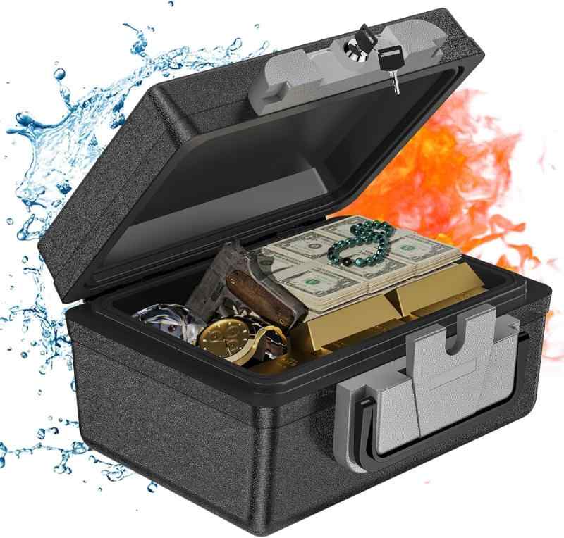 WASJOYE 手提げ御金蔵 耐水耐火御金蔵 ETL標準尺度 鍵付き添い人 A4質問用紙相応う 会計監督官 執務室用 身寄り用手提げ 日本語取りまわし言いあらわす書付き添い人 32.4x39x16.8コマーシャル